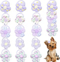 20 Pcs Handmade Cute Puppy Hair Bows, Flower Bowknot with Rubber Bands for Small Dog Hair Ties Accessories Hibiscus Purple