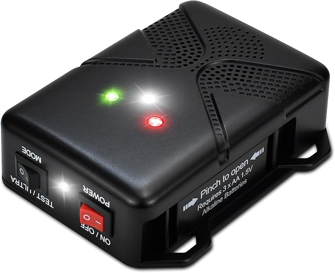 Ultrasonic Rodent Repellent for Car Engine – Battery Powered Under Hood Mouse Repeller with Flashing Strobe Light, Keeps Rats and Mice Away from Vehicle, Automobile, Truck, Garage, Attic, Barn, Shed