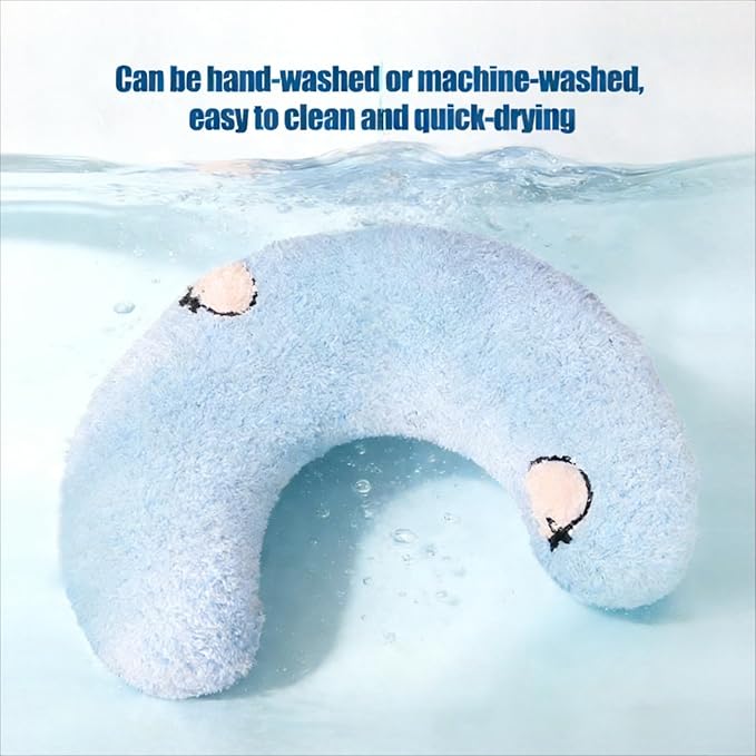 TJE Pet Calming Pillow Soft Plush Washable - Neck Support, Anxiety Relief, Joint Comfort for Small/Medium/Large Dogs & Cats (White Semicircle)