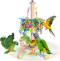 Mity rain Bird Toys - 2 in 1 Interactive Rotating Perch Toy with Foraging Toys, Flexible Stand for Parrots Lovebird Cockatiel Conure, Bird Playground for Small to Medium Birds, Bird Cage Accessories