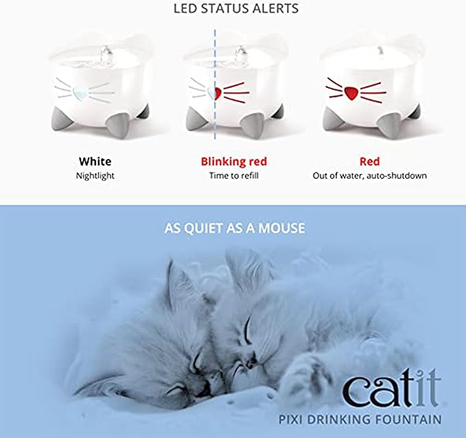Catit PIXI Drinking Fountain – Cat Water Fountain with Triple Filter and Ergonomic Drinking Options, White