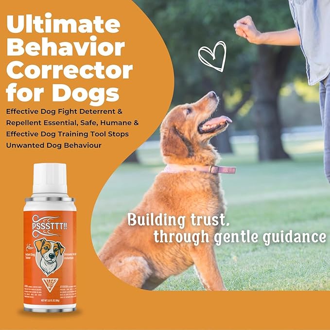 PSSSTTT! Dog Corrector Spray for Dogs 99g (2 Pack) - Effective Behavior Training for Dogs, Dog Fight Deterrent - Safe & Humane No Jump or Bark, Air Spray for Dogs, Air Horn for Training