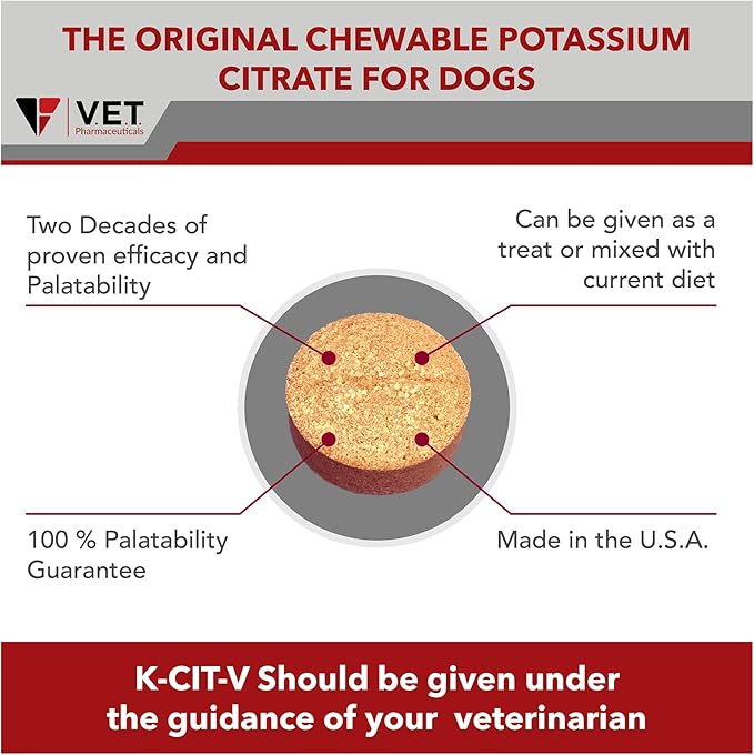 K-CIT-V Potassium Citrate Plus Cranberry Chewable Tablets, 640mg, 100ct