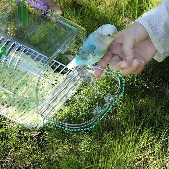 Portable Plastic Bird Cages for Outdoor, Lightweight Ventilated Travel Bird Cage with Handle, Waterproof Bird Carrier for Small Birds and Budgies, Easy to Carry (Yellow)