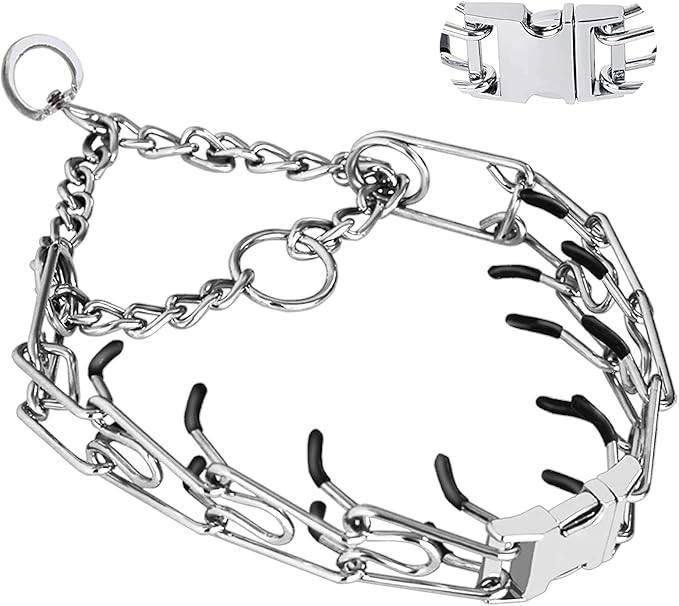 Dog No Pull Collar, Adjustable Size with Quick Release Buckle Dog Collar for Small Medium Large Dogs (with Extra Link and Caps)