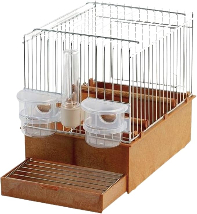 2GR Song Cage for Show Training, Lightweight Exhibition Bird Cage Ideal for Canaries, Finches, and Lovebirds, Travel Bird Cage with Two Feeders, One Drinker and Plastic Tray
