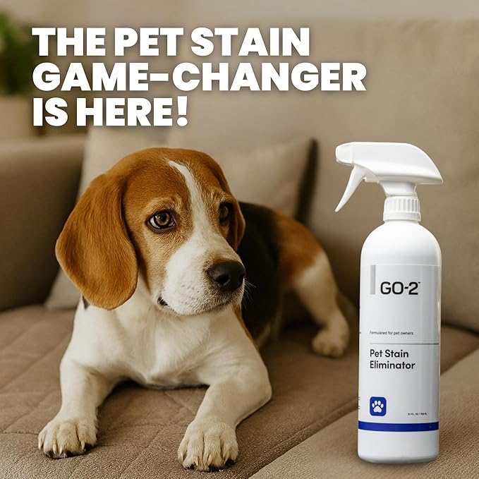 go-2 Pet Stain & Odor Remover for Carpet – Eliminates Dog & Cat Urine Fast, No Sticky Residue, Safe for Pets & Kids (24 oz)