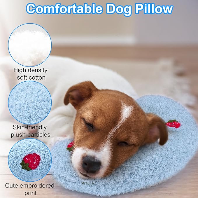 Mity rain 2PCS Dog Pillow, Anxiety Relief Pillow for Dog, Ultra Soft High Density Calming Pillow for Joint Relief Sleeping Improve, Pet Calming Pillow Blue