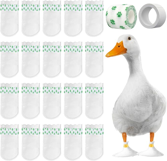 Disposable Boots for Real Duck Feet, Bumble Foot for Duck Supplies with Bandage, Large Size (Green N, 20 PCS)