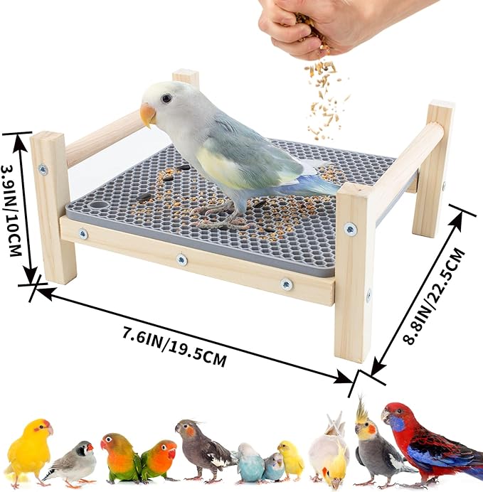 FlidRunest Bird Foraging Bed Puzzle, Parrot Hammock Bed with Foraging Mat, Parrot Silicone Perch Bed, Bird Perch Conure Platform Silicone Forage Toy for Parakeet, Cockatiel, Lovebird