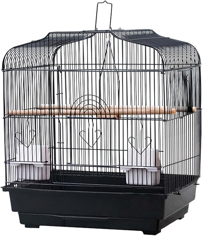 Small Bird Travel Cage - Lightweight Small Birds Starter Kit with with 2 Stands, 2 Feeders and Wooden Perches, Birdcages for Parakeets Lovebirds Parrotlets Finches Canaries(20.5×18.1×14.2 in)