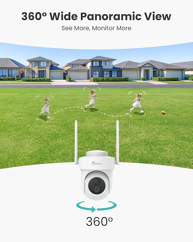 4K Security Cameras Wireless Outdoor No Subscription, 360° PTZ Home Security Cameras System, 64G Local Storage Home Hub, Human/Vehicle/Pet Recognition AI, Color Night Vision, 4 Cam-Kit