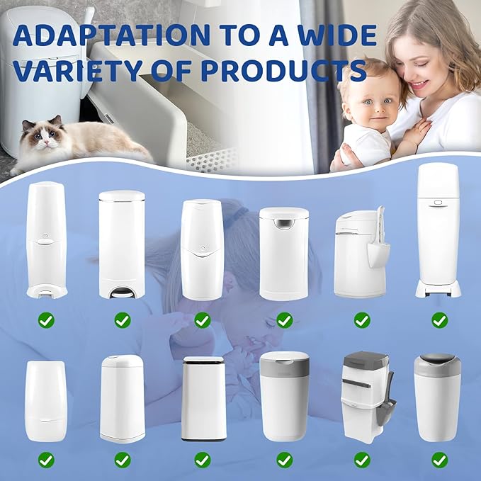 12er-Pack Refill Bags, Cat Litter Refill Bags, Diaper Refills, With Excellent Sealing and Toughness, The Refill Bag is Compatible With all Diaper Pails and Cat Litter Disposal Pails