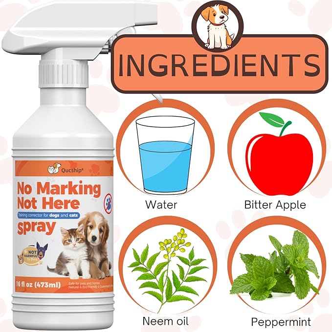 Qucship 16oz Control Your Dog's Indoor Behavior with This Special Spray, Stop Your Dog Wrong Marking with This Solution, Keep Your Home Clean with Our Dog Training Spray