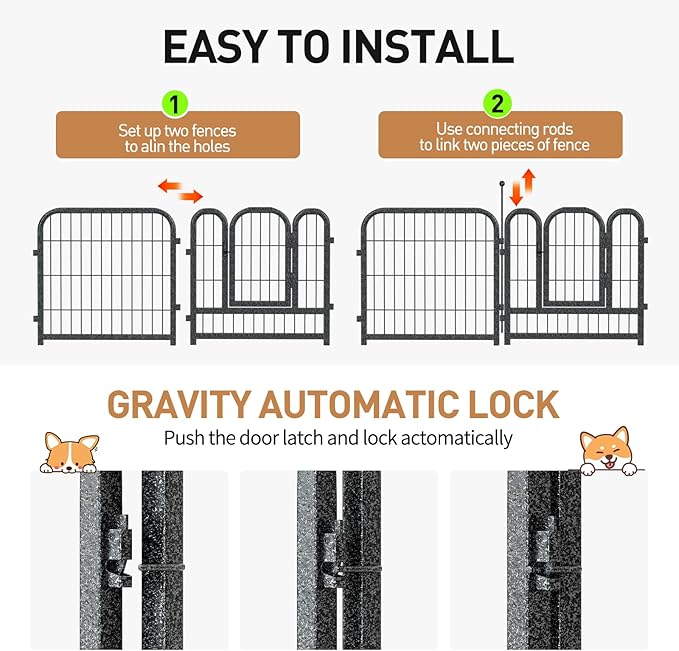 Metal Dog Playpen, 32" Inch Height 24 Panels, Ideal Dog Fence for Large/Medium/Small Dogs Indoor & Outdoor Bliss, Perfect Dog Pen for Camping, Yard and RV | Black-Silver