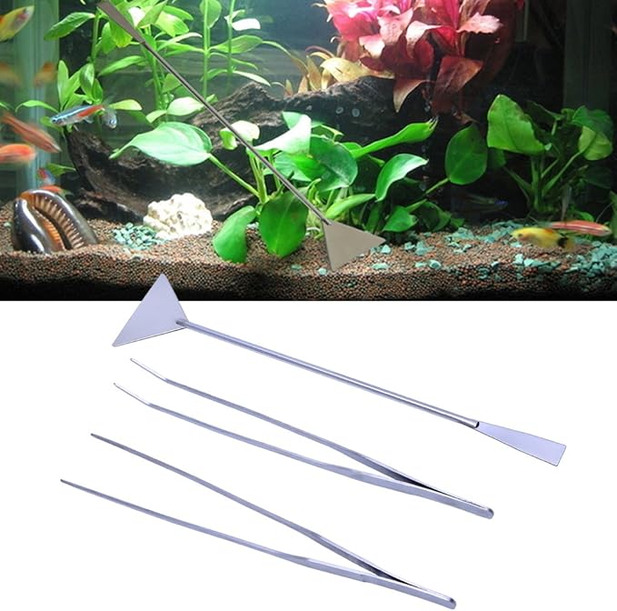 3 Pack Aquarium Tweezers Spatula Tool 3 In 1 Stainless Steel Aquatic Aquascaping Tools Set Starter Kits