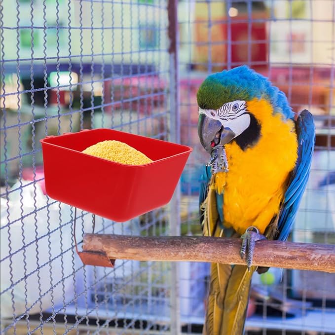 SUPVOX 8pcs Red Bird Cage Cups Feeding Bowls Indoor Bird Feeder Watering Supplies 12.5x9.5x6cm for Parrot Cockatiel Small