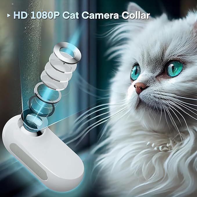 Dpofirs Pet Collar Camera, Cat Collar Camera with 0.96 Inch LCD Screen, Smart 360 Dog Camera, 170 Degree Wide Angle Pet Sport Action Camera for Video Records Indoor Outdoor