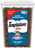 Temptations Cat Treats Classic Crunchy and Soft Cat Treats, Savory Salmon Flavor, 16 oz. Tub