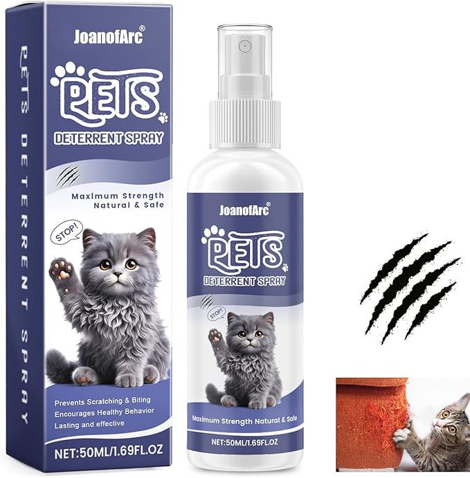 JoanofArc Cat Deterrent Spray, Indoor Outdoor Repellent to Avoid Scratching Furniture, Sofas & Plants – Non-Toxic, Training Formula for Cats & Kittens (8oz)