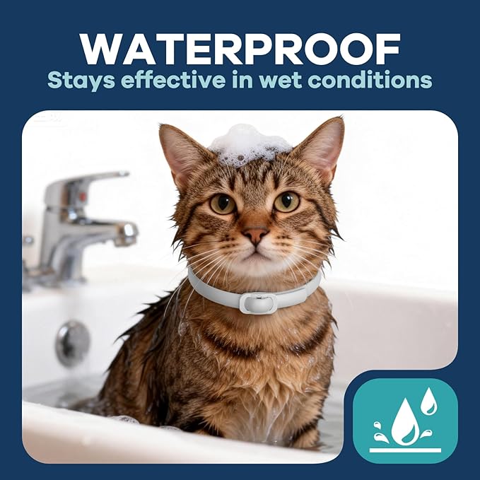 Flea Collar for Cats 4 Pack, 8-Month Flea & Tick Prevention per Collar, Natural Plant-Based, Water-Resistant, Adjustable, Fast-Acting & Long-Lasting, Safe for Adult Cats and Kittens, White