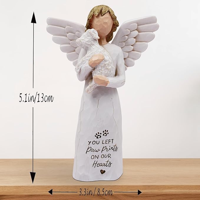 BORLESTA Pet Memorial Gifts for Dogs - Loss of Dog Sympathy Gift, Pet Loss Sympathy Gift, Dog Memorial Gifts, Pet Remembrance Gift, Bereavement Gifts Dogs Statue Angel Figurines (White)