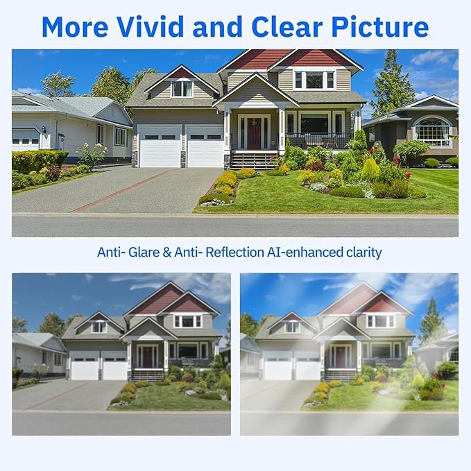 Smart 2K Window Security with Peel-and-Stick Installation, Bluetooth, AI Color Night Vision, 24/7 Continuous Recording for Home Security&Pet Monitoring&Driveway Surveillance (USB 64GB)
