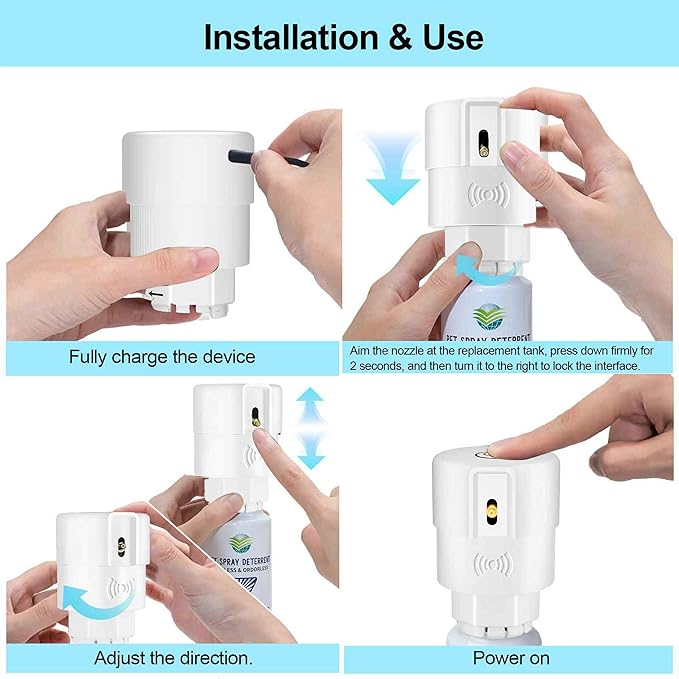 Cat Spray Deterrent System [ 2 Pack ] Cat Deterrent Spray, Motion Activated Pet Deterrent Spray System for Cats & Dogs Odorless Pet Deterrent, Senses Pets Up to 3 Feet Away, Friendly & Safe