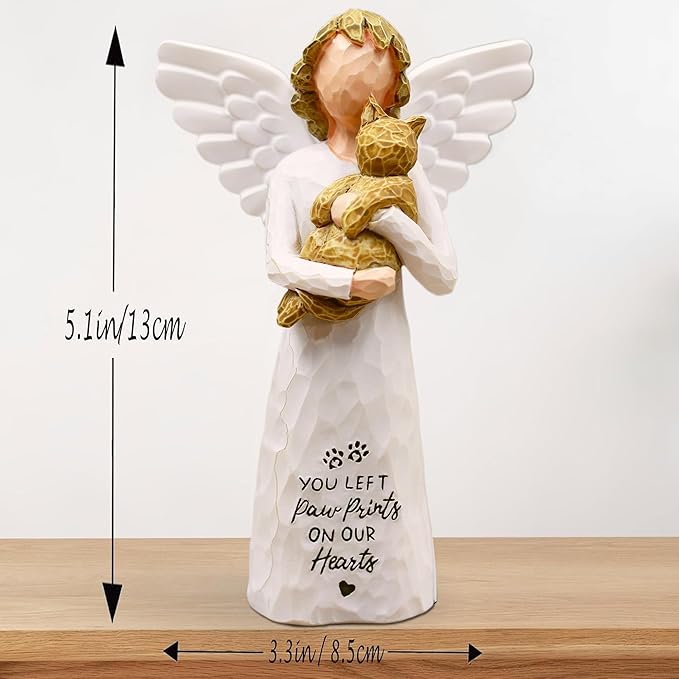 BORLESTA Cat Memorial Gifts, Pet Loss Sympathy Gift, Cat Gifts for Women, Pet Memorial Cats Remembrance Gift, in Memory of Cats Statue Hand-Painted Figurines (Brown)