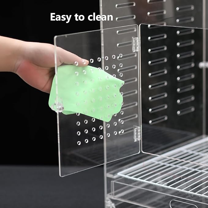 Clear Acrylic Bird Cage for Small Birds, Transparent Display Habitat for Canary, Parakeet - Easy to Clean & Assemble (9x12x15in)