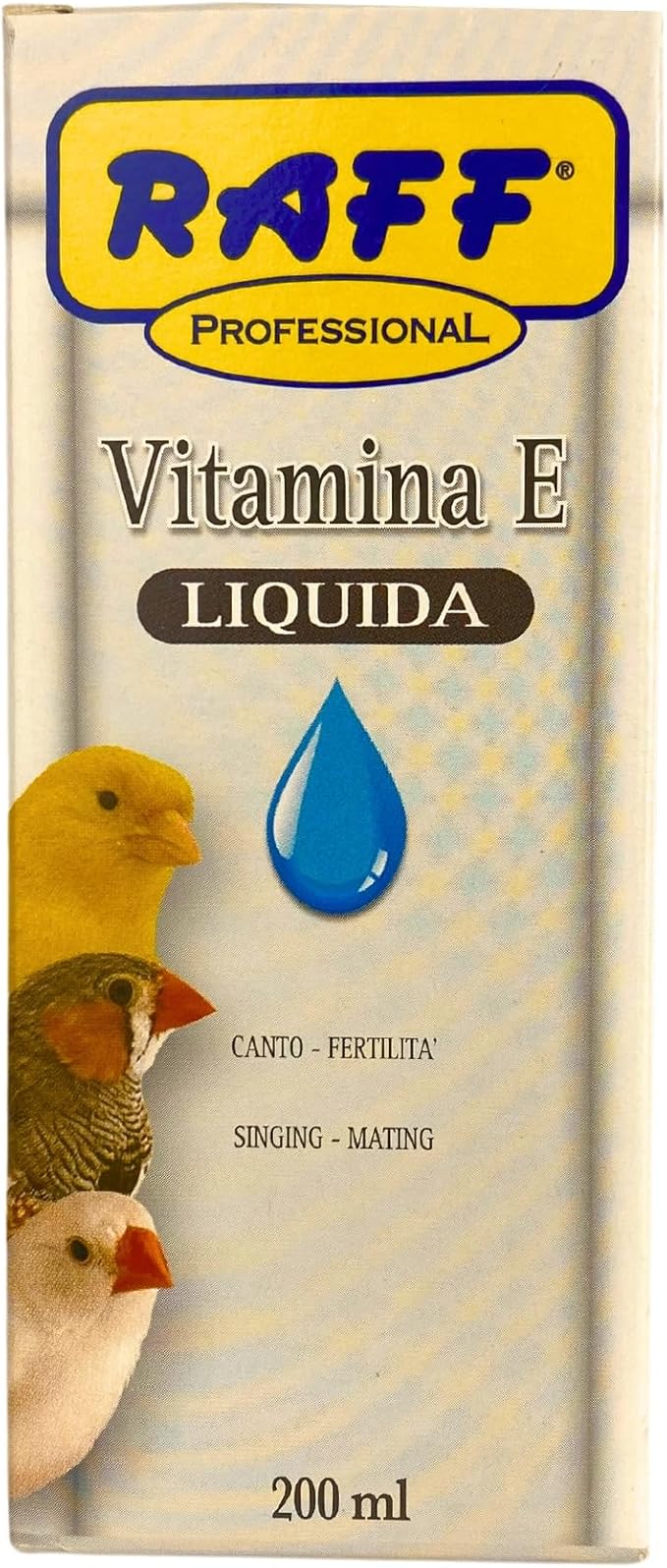 Raff Liquid Vitamin-E Supplement for Birds, Sunflower Oils and Fats, Raw Soy Lecithin, Vitamin for Birds, Accessories for Pigeons, Food for Canary, Fertility for Birds, Finch, breeding Bird.200ml