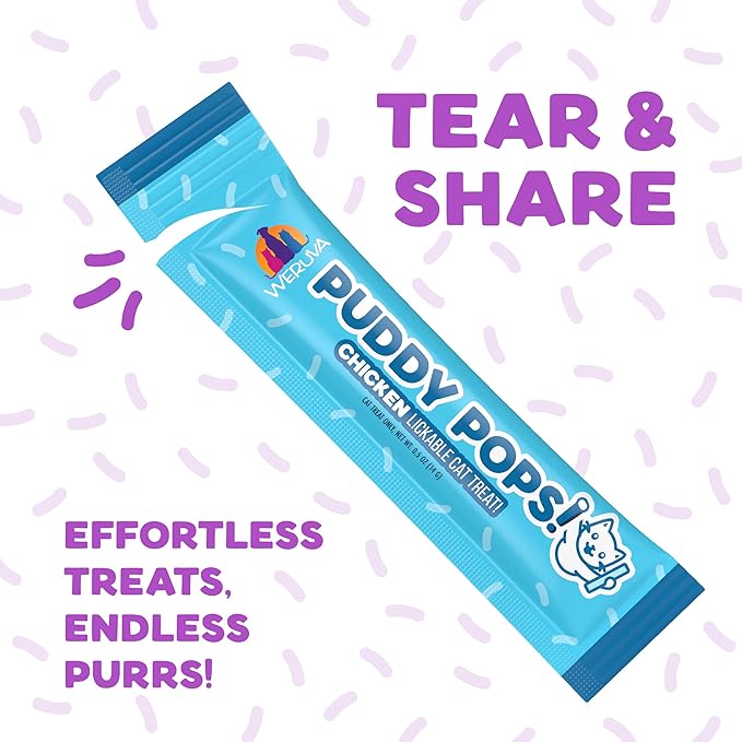Weruva Puddy Pops, Lickable Cat Treats Variety Pack, 0.5oz Tube, Pack of 24