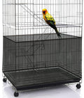 SIMENA Bird Cage Seed Catcher, Skirt for Bird Cage, Nylon Mesh Bird Cage Liners for Large Cages, Elastic and Easy Cleaning Bird Cage Cover, Suitable for Most Cage Shapes (Black 59-79 inch)