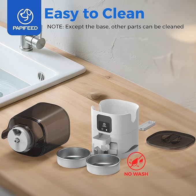 PAPIFEED 7L Automatic Cat Feeder for 2 Cats - 2.4G WiFi Timed Auto Feeder with APP Control, Cat Food Dispenser with Alexa for Multiple Cats, Detachable for Easy Clean, 1-10 Meals Per Day - White