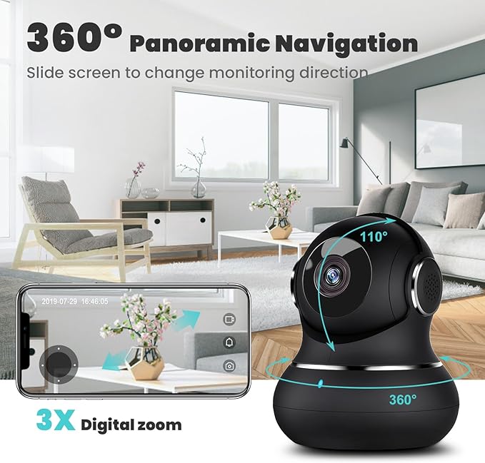 litokam 2K Indoor Camera, 360 Pan/Tilt Home Security Cameras with Motion Detection, Pet Cam with Phone App, Baby Monitor with Night Version, WiFi Camaras, Two Way Audio, Work with Alexa, 2 Pack