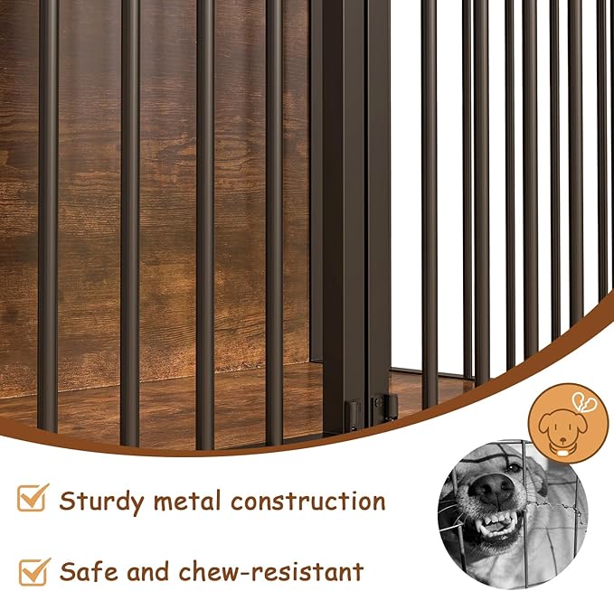 PUKAMI 44inch Large Dog Crate Furniture with Drawers, Wooden Dog Kennel Furniture for Indoor use, Brown End Table Dog House, for Small/Medium/Large Dog, 2-Pack Set