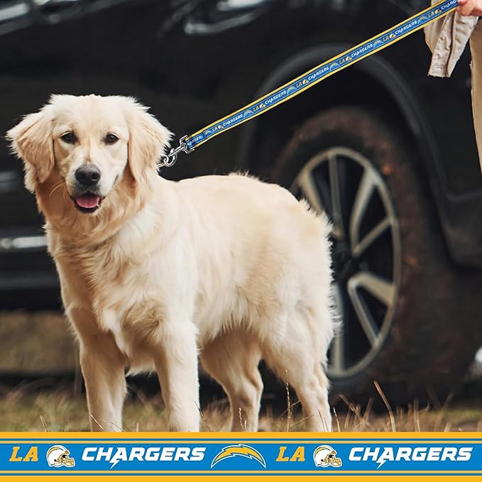 NFL PET Los Angeles Chargers Dog Leash, Large Football Team Leash for Dogs & Cats - Shiny & Colorful, Licensed by The NFL