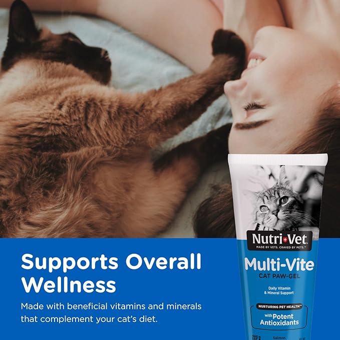 Nutri-Vet Multi-Vite Paw Gel for Cats,Daily Vitamin,Kitten Supplies,Immune Support,Cat Vitamin,Potent Antioxidants,Multi-Vitamin Paw Gel,Senior Feline Supplements,3 oz,(Pack of 2)