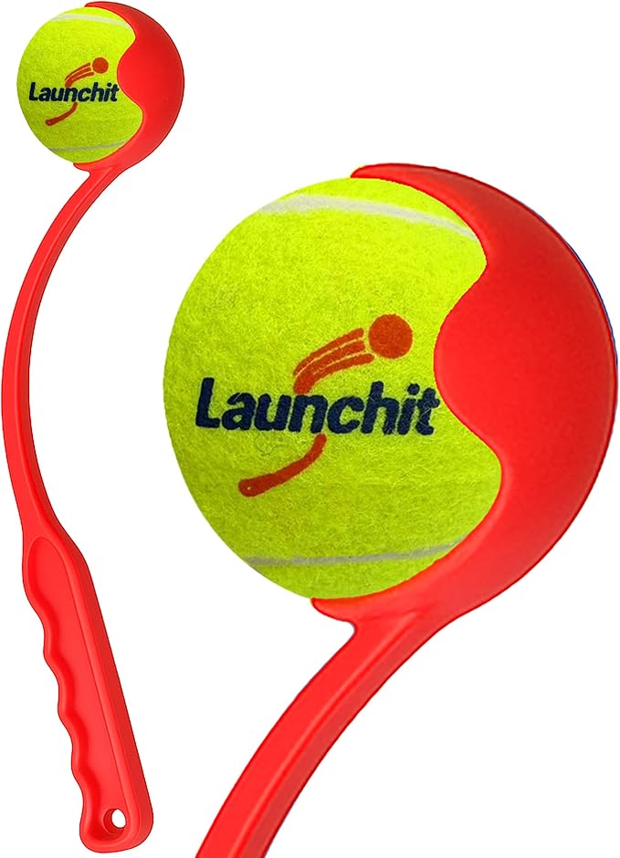Dog Ball Thrower Launcher, Tennis Ball Launcher, for Small Large Dogs Compact Design 13.8" Stick with Medium 2.5" Red
