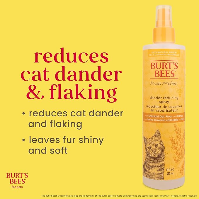 Burt's Bees for Pets Dander Reducing Cat Spray with Colloidal Oat Flour and Honey - Cat Dander Remover Gives Dry Skin Relief for Cats, Essential Kitten Supplies for Allergy Relief, 10 Fl Oz - 2 Pack