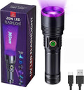20W 365nm UV Flashlight USB Rechargeable UV Lamp High Power Black Light Flashlight for Pet Urine Testing, Resin Curing, Minerals, GERG0