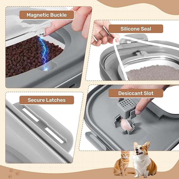 Dog Food Storage Container Up to 2pack*20LB,Collapsible Dog Food Container with Travel Silicone Bowl and Scoop for Dog/Cat/Bird Food/Cat litter,Keep Dry Food Fresh,Easy to Move.
