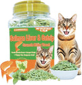 1.1 lb/500g Cat Grass Treats for Indoor Cats - 17.6 oz Natural Salmon & Catnip Flavor, Healthy Snacks for All Life Stages, Crunchy Training Biscuits with Dental Care & Hairball Control