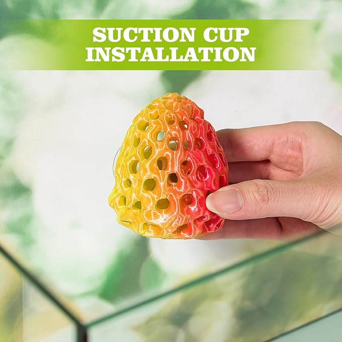 Shrimp Dome Hide, Shrimp Hides for Aquarium, Betta Fish Hideout with Suction Cup, Betta Habitat Tank Ornament Accessories, Aquarium Decor for Small Fish Guppy Hiding Resting (Gold Red)