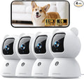 2.5K Indoor Camera 4pack, Non-Subscription AI Person/Pet/Cry Detection, 4MP Pet/Dog/Cat/Baby Camera w/Phone App, Pan Tilt WiFi Cameras for Home Security, Night Vision, Full Duplex Audio