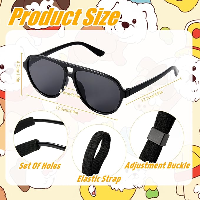 Dog Sunglasses Pet Supplies for Medium Large Breed Dogs with Adjustable Strap Black UV Protection Sun Glasses for Pet Riding Hiking Swimming Police Halloween Christmas Cosplay (Medium)