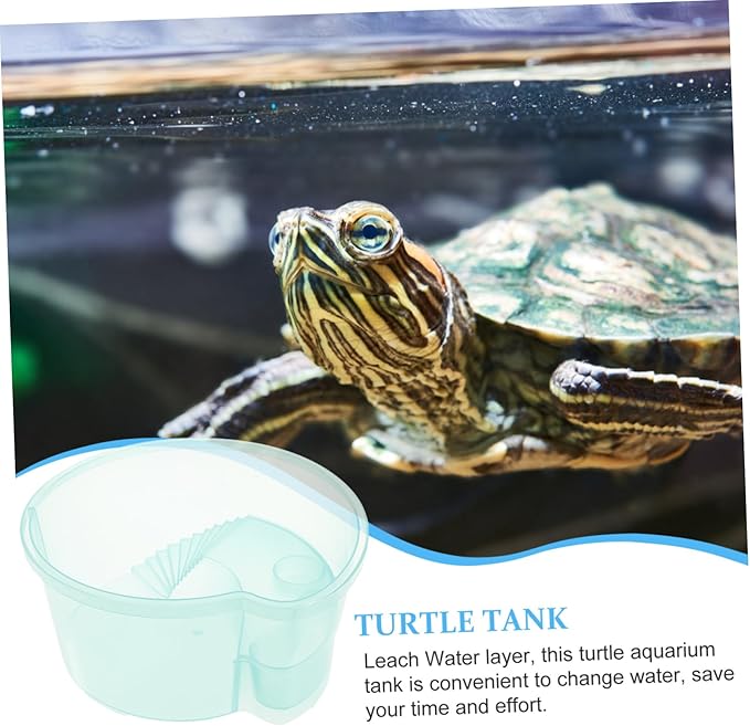 Yardwe Indoor Turtle Breeding Container Small Fish Tank with Basking Platform Turtle Aquarium for Breeding and Resting Smooth Surface for Easy Cleaning