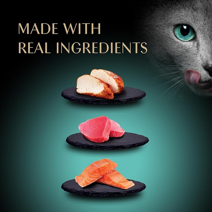 Sheba Premium Puree Cat Treats Lickable Roasted Chicken Flavor, Smoked Salmon Flavor, and Seared Tuna Flavor, 0.49 oz. Tubes, 48 Count