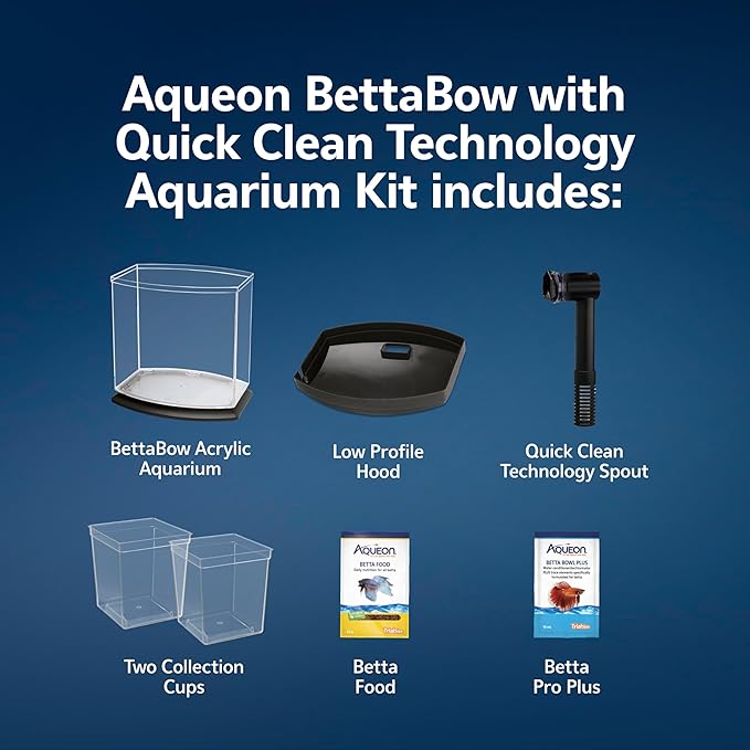 Aqueon BettaBow with Quick Clean Technology Aquarium Kit, Freshwater, Betta Fish, 1-Gallon, Black