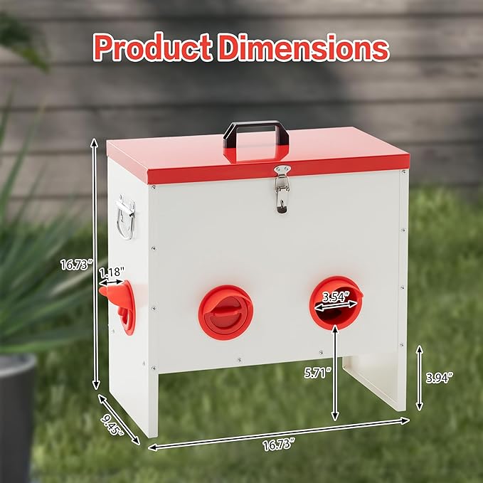 Metal Chicken Feeder Large Capacity Automatic, 6-Ports Weather-Resistant & Animal-Proof Poultry Feeder for Chickens, Geese, Ducks, Turkeys, Quails